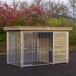 Hondenkennel FIX met houtkader, luxe dak en nachthok Block 352x190cm