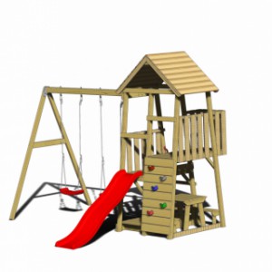 Schets van de houten speeltoren Junior Activity Tower