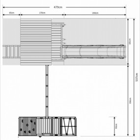 Speeltoestel Pagoda hoog met glijbaan en @challenger