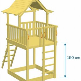 Het hoge plateau van Speeltoestel Pagoda hoog heeft een hoogte van 150cm