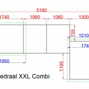 Enorm groot kippenhok Kathedraal XXL Combi (schets met afmetingen)