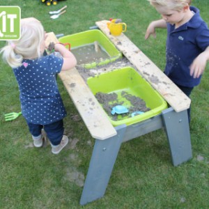 Exit Aksent Zand- en Watertafel L met parasol en kinder tuingereedschap