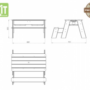 EXIT Aksent Zand-, Water- en Picknicktafel 1 bankje - met Parasol en kinder tuingereedschap