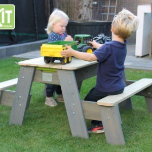 EXIT Aksent Zand-, Water- en Picknicktafel met Parasol en kinder tuingereedschap