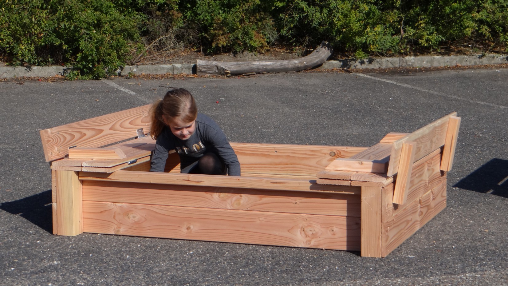 Zandbak Cubic Twist Houten zandbak met deksel