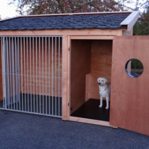 De hondenkennel Max 1 is voorzien van grote deuren