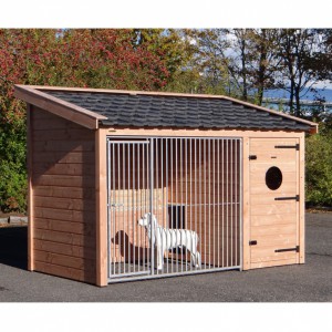 Hondenkennel Max 1 met geïsoleerd nachthok | Douglas | 341x182x240cm