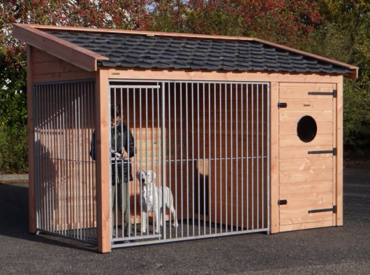 Hondenkennel Max 2 Douglas met geïsoleerd nachthok 341x182x240cm