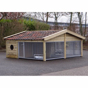 Hondenkennel Rex 2 COMPART met nachthok 341x182x163cm