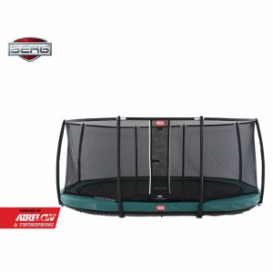 Trampoline BERG Grand Champion 350 InGround Groen - met net Deluxe 350x250cm