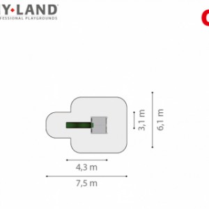 Benodigde ruimte voor Hy-Land speeltoren Q1