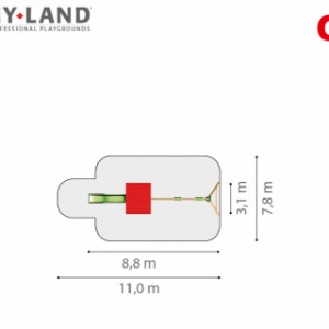 Hy-Land speeltoestel Q2S met schommelaanbouw afmetingen