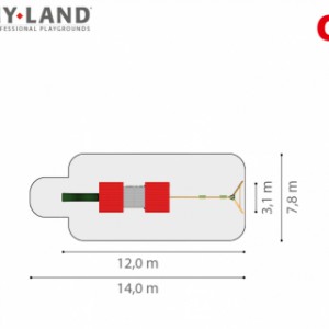 Hy-Land speeltoestel Q4S met schommelaanbouw afmetingen