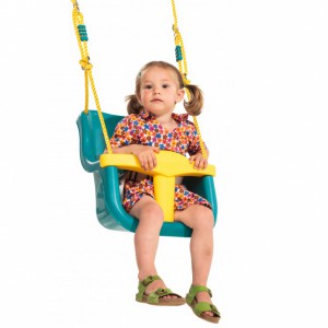 Babyschommelzitje Turquoise - met geel PP-touw