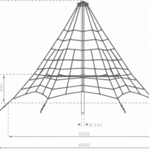 Afmeitngen klimnet Piramide 350cm