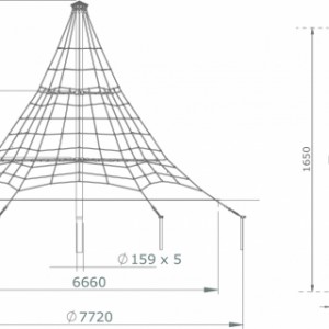 Afmetingen klimnet Piramide 4,5m