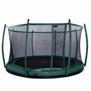 Trampoline Avyna Pro-Line FlatLevel met veiligheidsnet groen