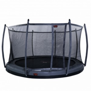 Trampoline Avyna Pro-Line FlatLevel met veiligheidsnet grijs