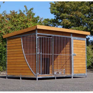 Hondenkennel Heavy met vloer, nachthok en voederstel 319x235x207cm