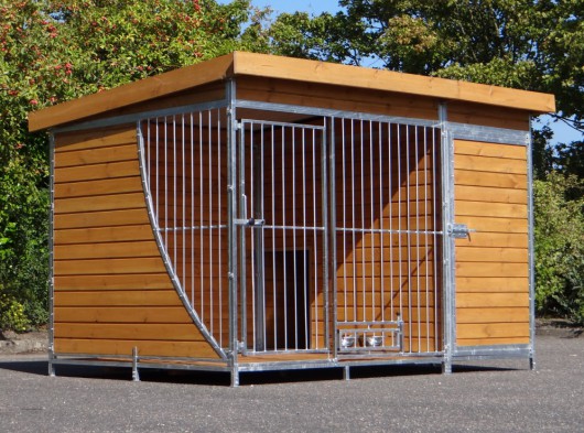 Hondenkennel Heavy met vloer, nachthok en voederstel 319x235x207cm