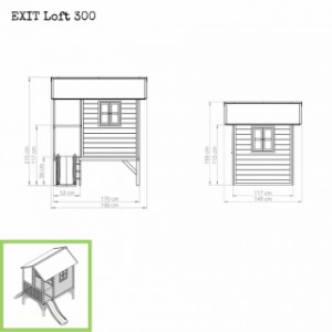 Speelhuisje EXIT Loft 300 groen - met glijbaan