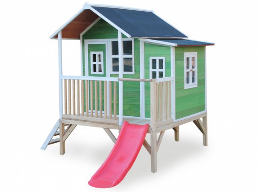 Speelhuis met glijbaan - EXIT Loft 350 groen