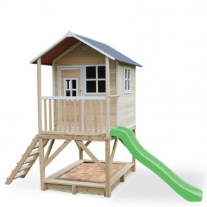 Speelhuis met glijbaan en zandbak - EXIT Loft 500 naturel