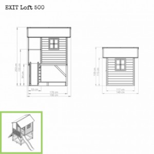 Speelhuis EXIT Loft 500 groen - afmetingen