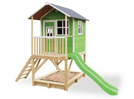 Speelhuis met glijbaan en zandbak - EXIT Loft 500 groen