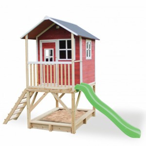 Speelhuis met glijbaan en zandbak - EXIT Loft 500 rood