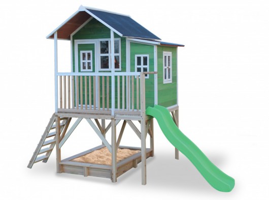 Speelhuis met glijbaan en zandbak - EXIT Loft 550 groen