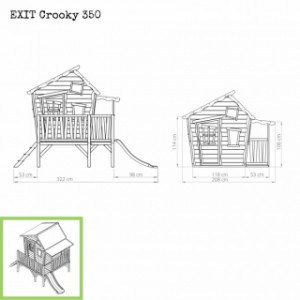 Speelhuis Crooky 350 EXIT - afmetingen