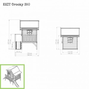 Speelhuis Crooky 350 EXIT - afmetingen