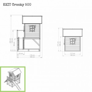 Speelhuis met glijbaan - Crooky 500  EXIT - afmetingen