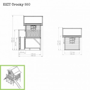 Speelhuis Crooky 550 - afmetingen