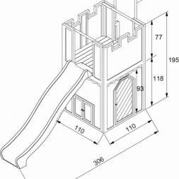 Speelkasteel Arthur met glijbaan - afmetingen