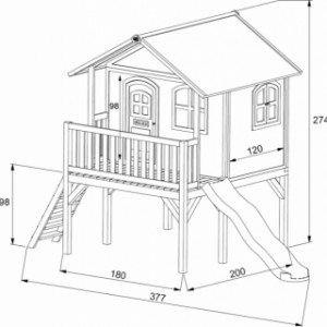 Houten speelhuis met glijbaan - Sophie - afmetingen