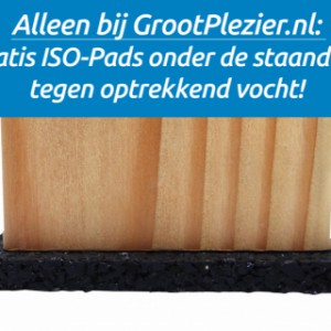 Alleen bij een schommel van GrootPlezier: gratis ISO-Pads onder de staanders tegen optrekkend vocht!