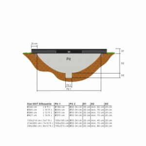 Afmetingen gat voor ingraven | EXIT Silhouette ground trampoline