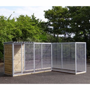 Kattenren Siep met gedeeld dak-systeem 400x300x100 cm