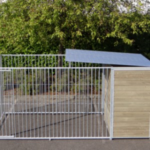 Hondenkennel FIX voorzien van half dak 4x2m