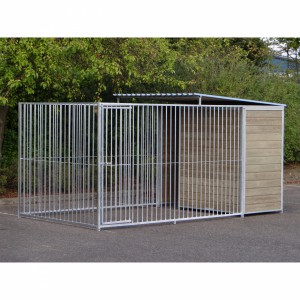 Hondenkennel FIX voorzien van half dak 4x2m