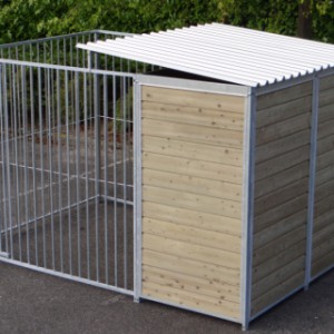 Hondenkennel FIX met half dak 3x2m