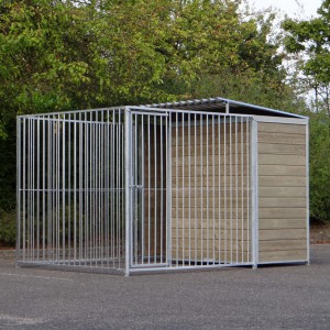 Hondenkennel FIX met half dak 3x2m