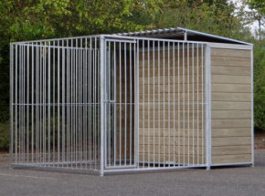 Hondenkennel FIX met half dak 3x2m