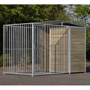 Hondenkennel FIX Voorzien van half dak 3x1.5m