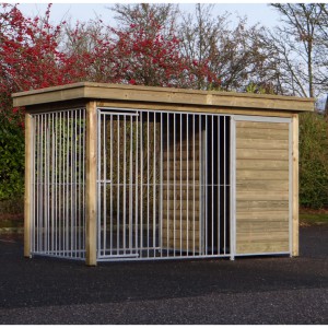 Hondenkennel FIX met houtkader en luxe dak 352x190cm