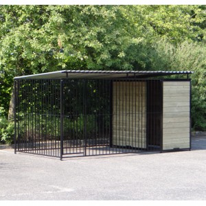 Hondenkennel FIX zwart met dak 4x2m