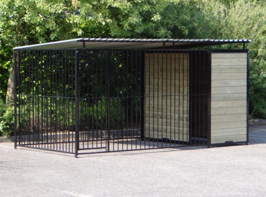 Hondenkennel FIX zwart met dak 4x2m