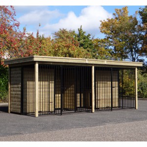 Hondenkennel COMPART met 2 nachthokken 566x240x222cm